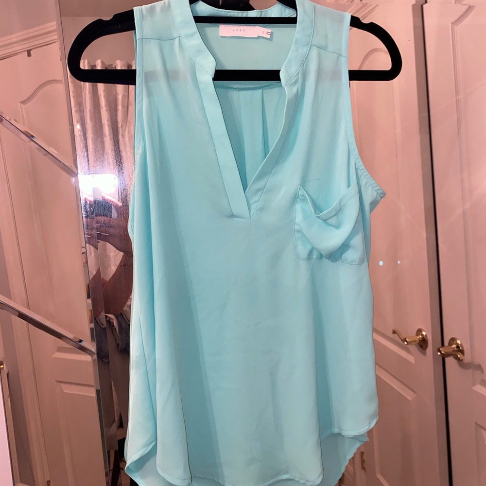 Turquoise high-low blouse